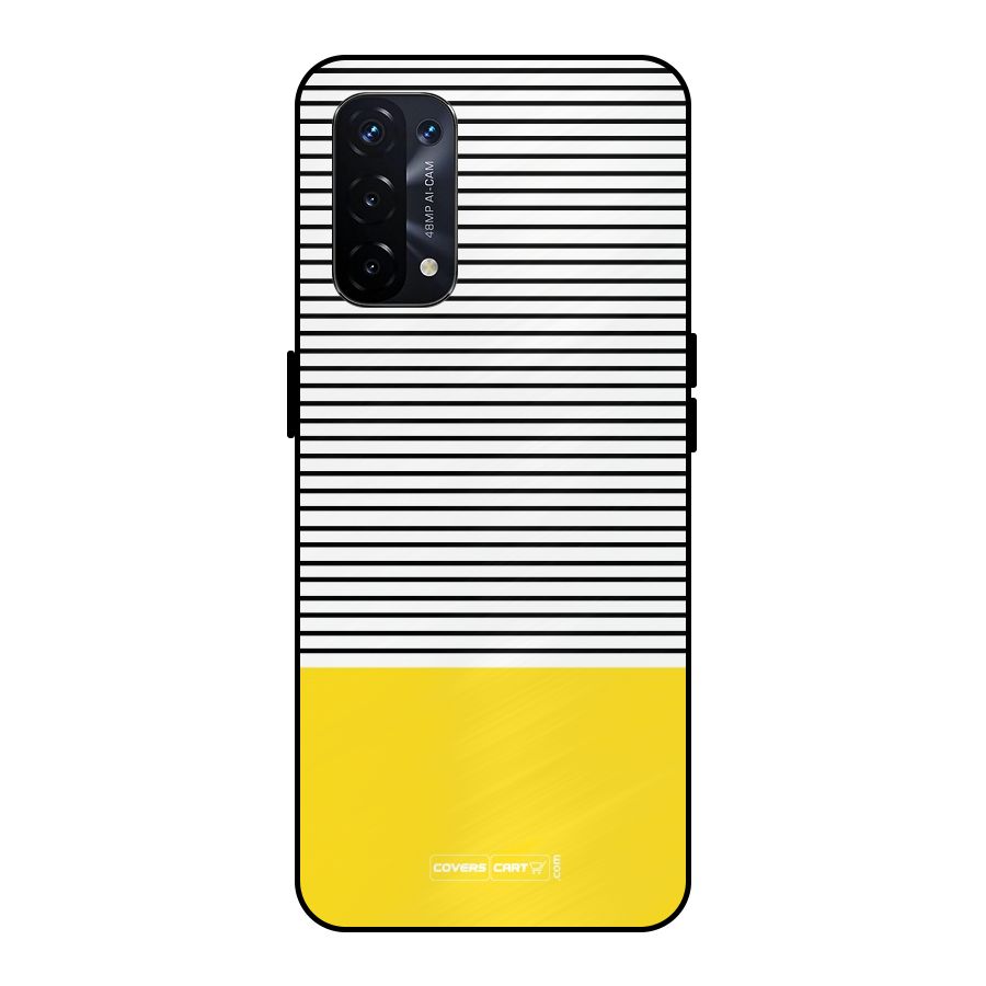 Bright Yellow Stripes Metal Back Case for Oppo A74 5G