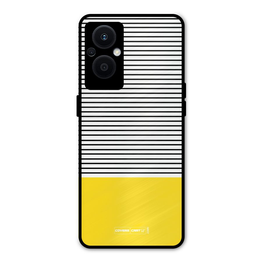 Bright Yellow Stripes Metal Back Case for Oppo F21s Pro 5G
