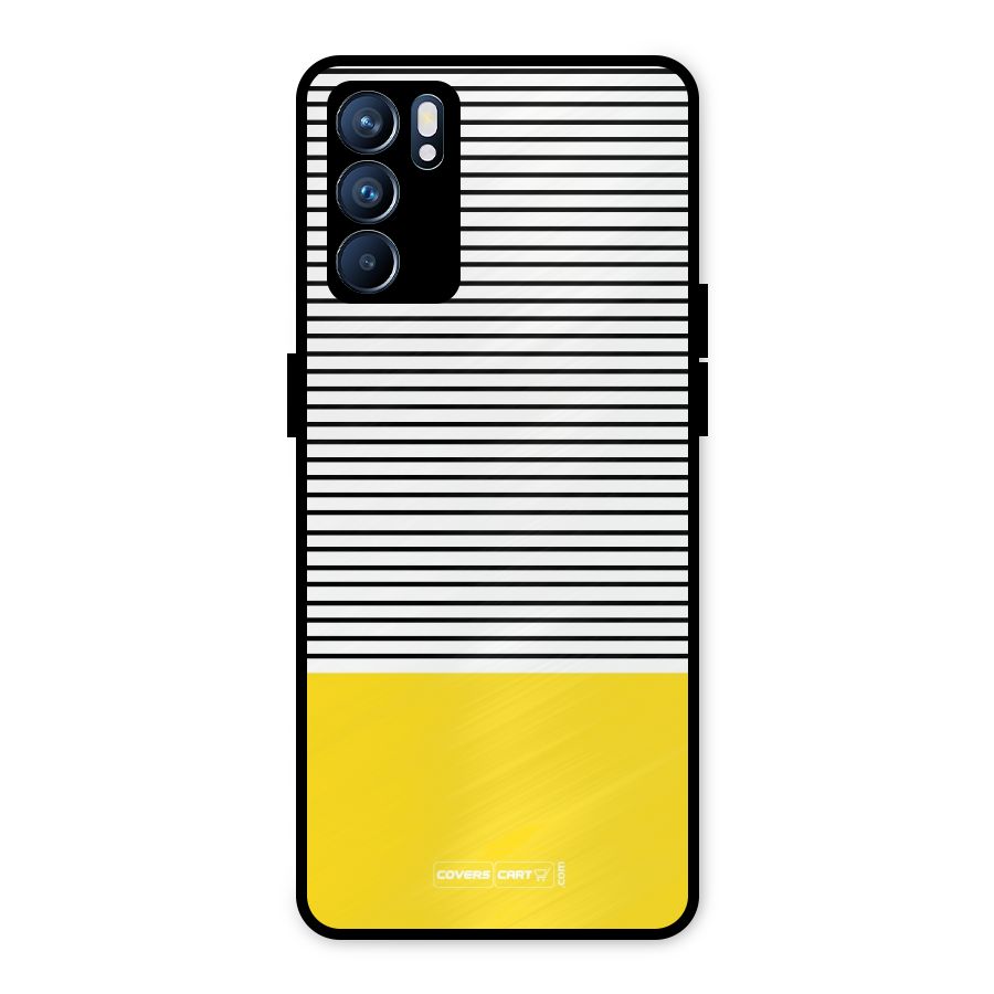 Bright Yellow Stripes Metal Back Case for Oppo Reno6 5G
