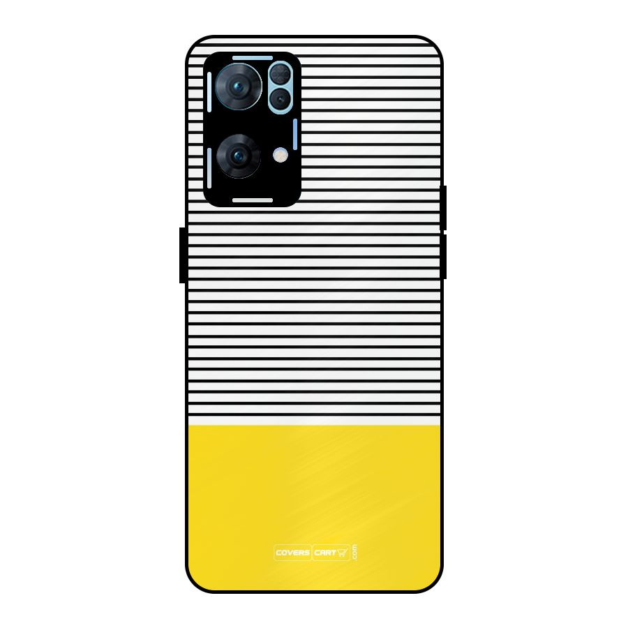 Bright Yellow Stripes Metal Back Case for Oppo Reno7 Pro 5G