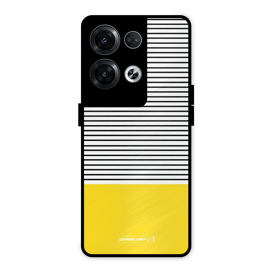 Bright Yellow Stripes Metal Back Case for Oppo Reno8 Pro 5G