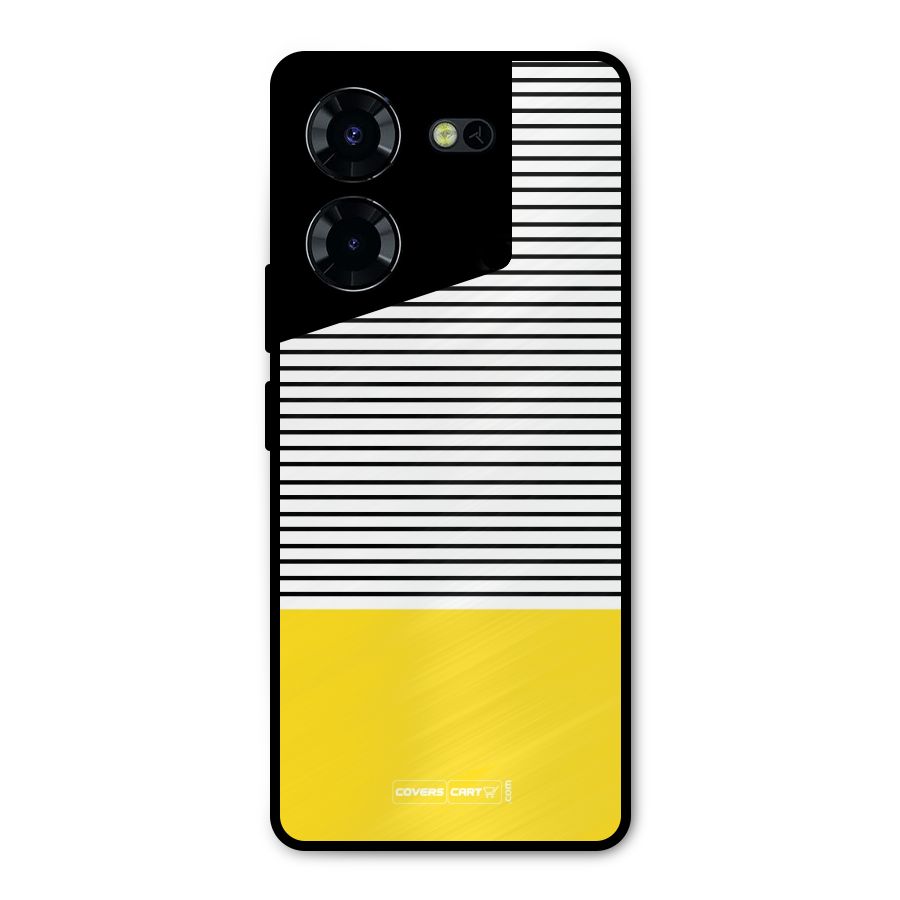 Bright Yellow Stripes Metal Back Case for Tecno Pova 5 Pro 5G