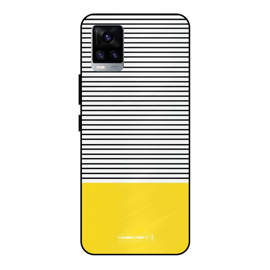 Bright Yellow Stripes Metal Back Case for Vivo V20 2021