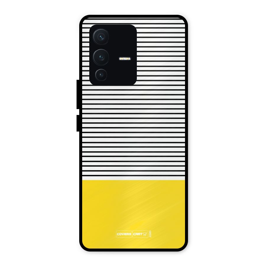 Bright Yellow Stripes Metal Back Case for Vivo V23 5G