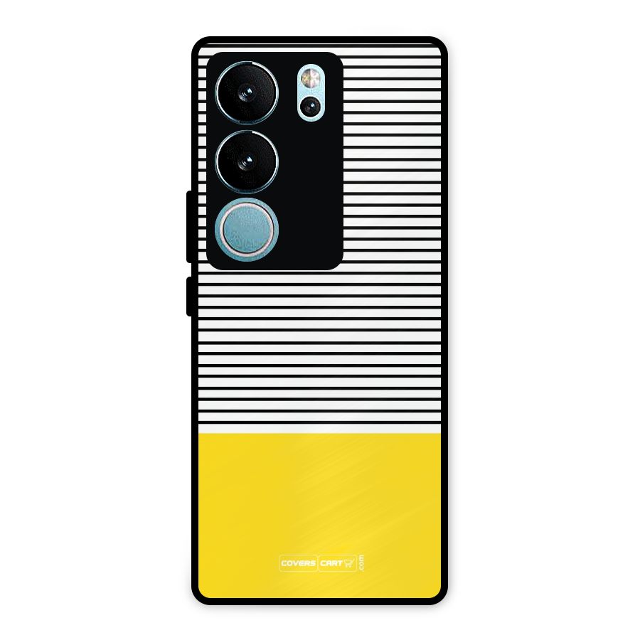 Bright Yellow Stripes Metal Back Case for Vivo V29 Pro