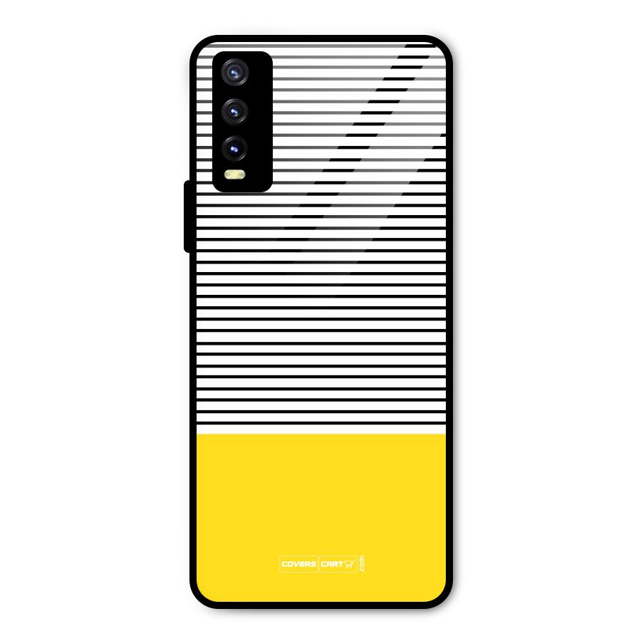 Bright Yellow Stripes Metal Back Case for Vivo Y20g