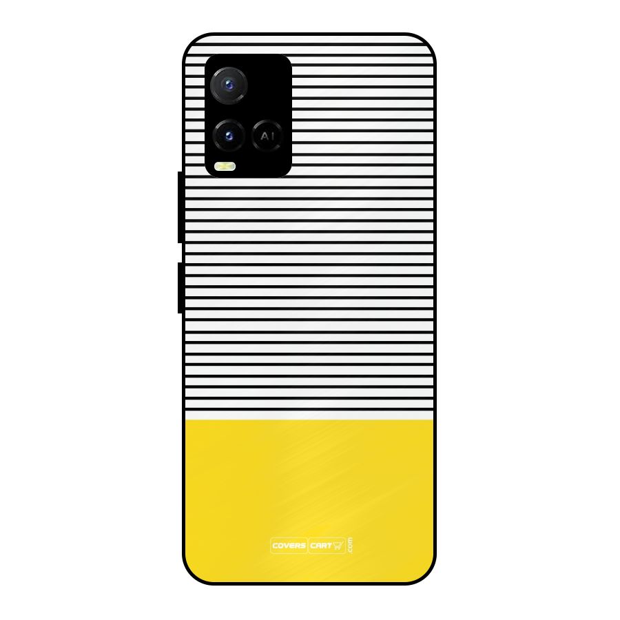Bright Yellow Stripes Metal Back Case for Vivo Y21A