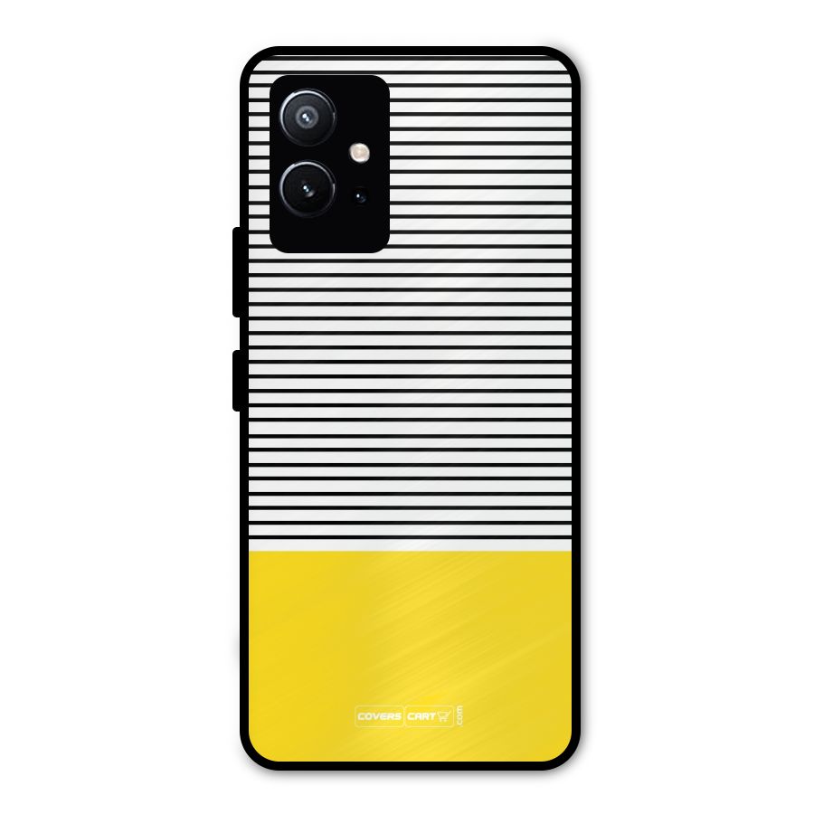 Bright Yellow Stripes Metal Back Case for Vivo Y75 5G