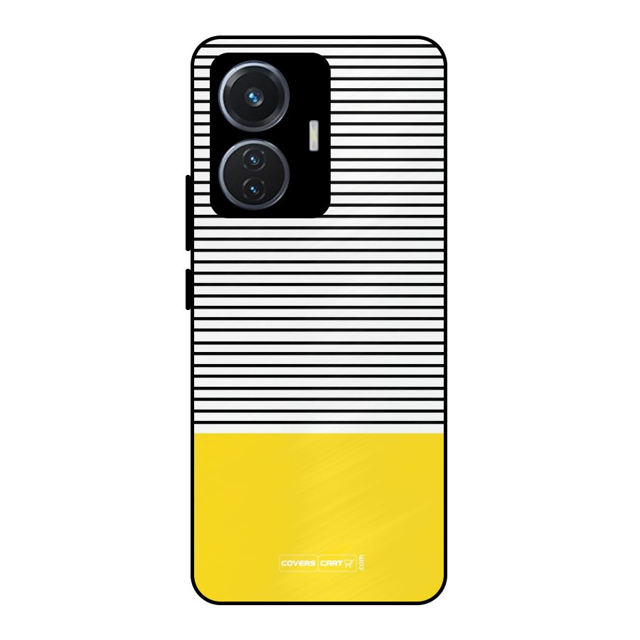 Bright Yellow Stripes Metal Back Case for iQOO Z6 44W