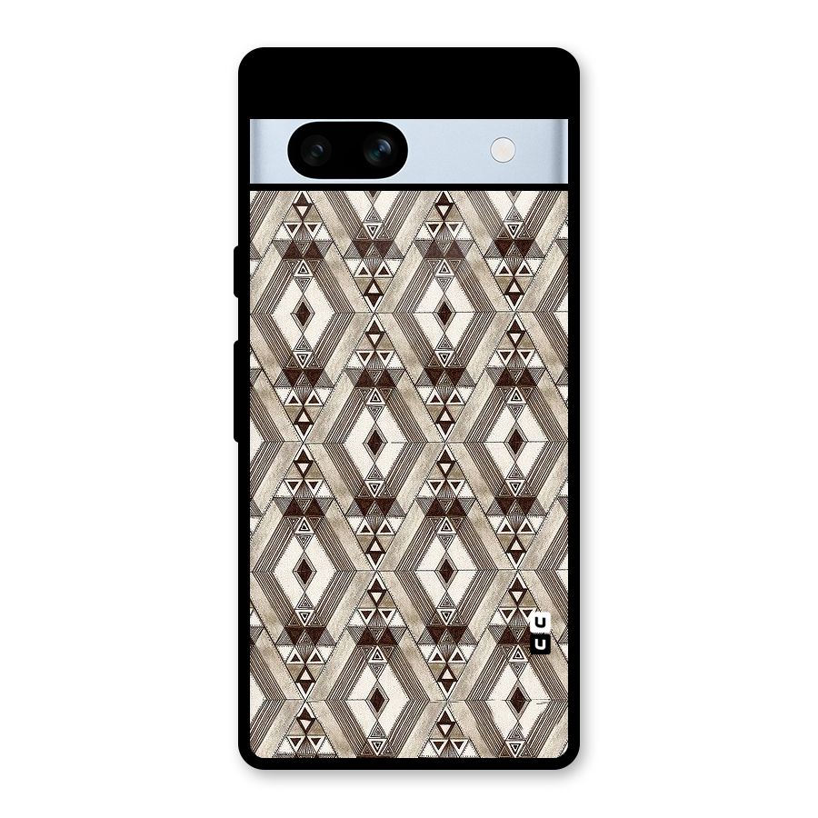 Brown Abstract Design Glass Back Case for Google Pixel 7a