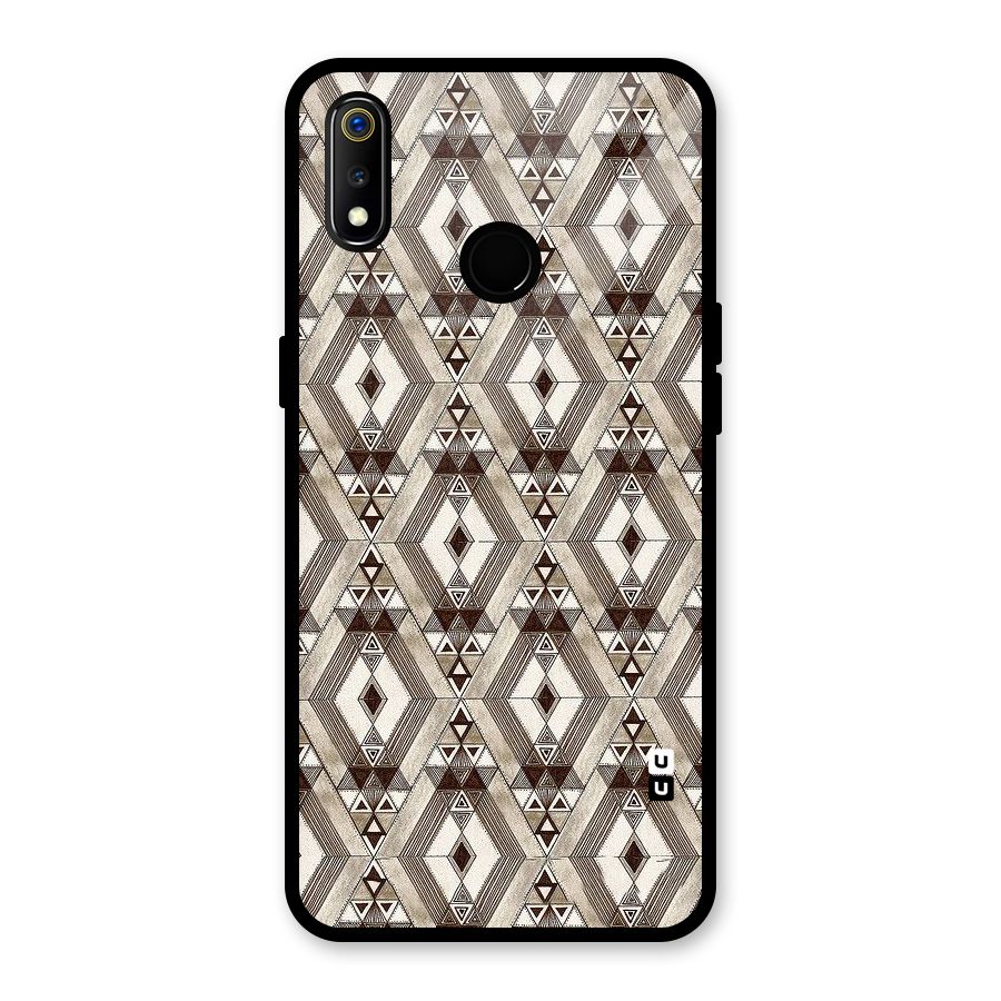 Brown Abstract Design Glass Back Case for Realme 3i