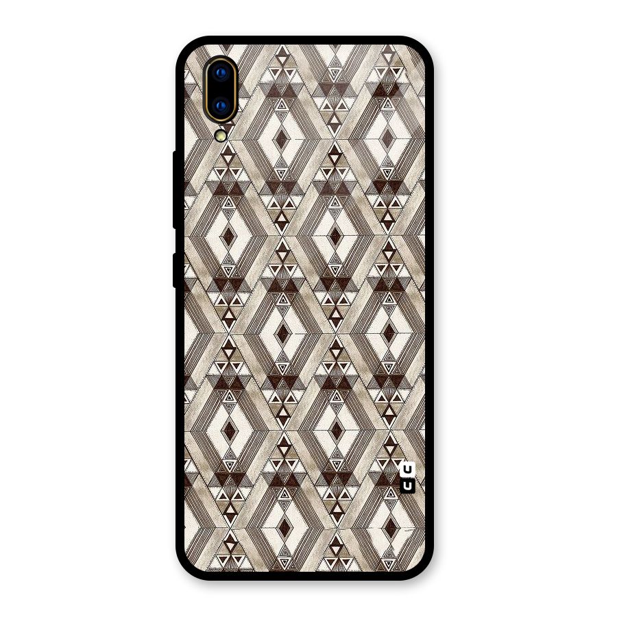 Brown Abstract Design Glass Back Case for Vivo V11 Pro