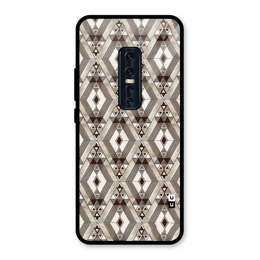 Brown Abstract Design Glass Back Case for Vivo V17 Pro