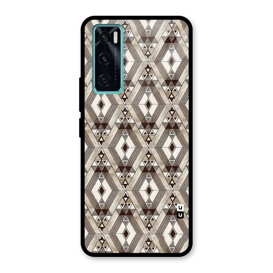 Brown Abstract Design Glass Back Case for Vivo V20 SE
