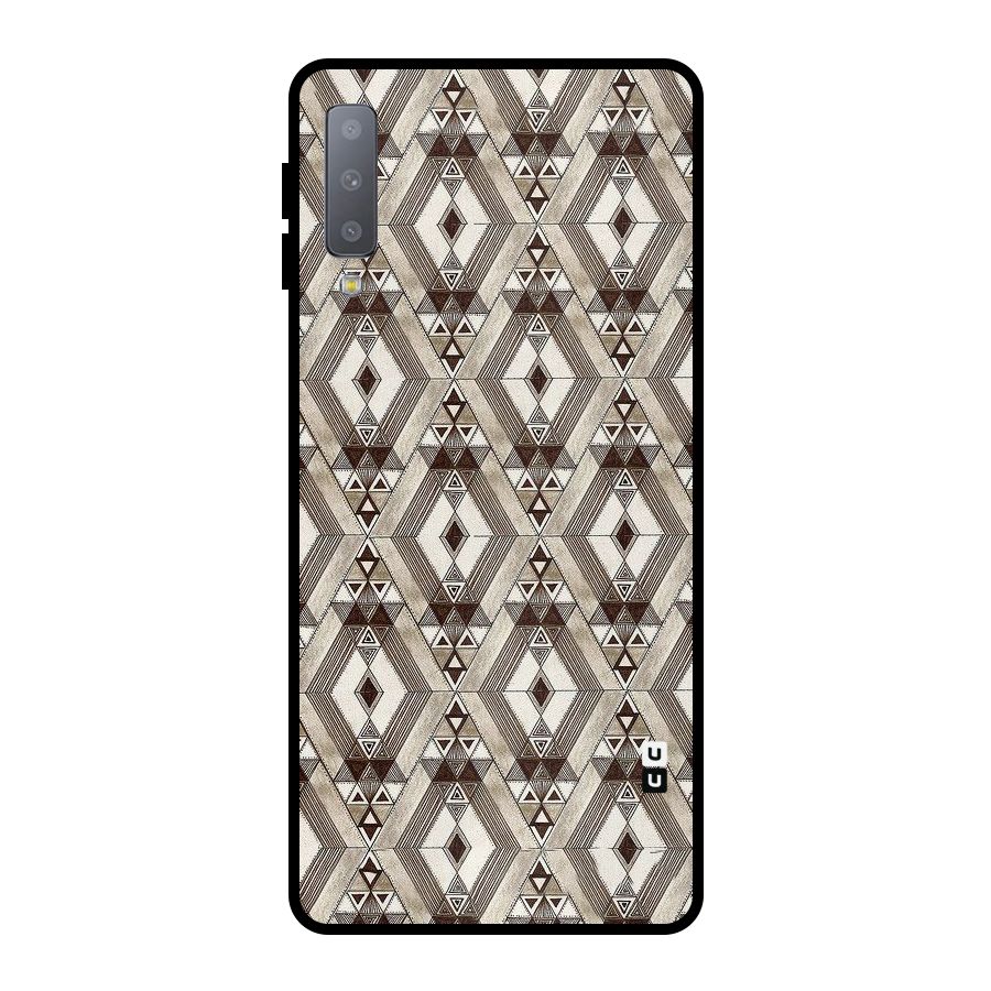 Brown Abstract Design Metal Back Case for Galaxy A7 (2018)