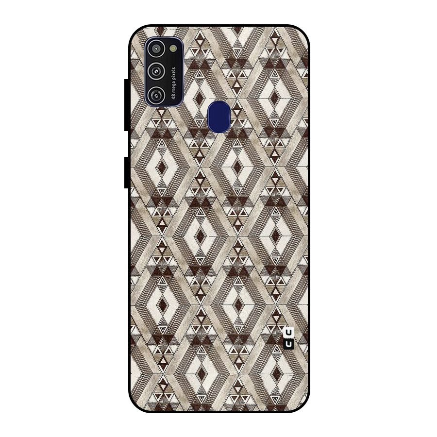 Brown Abstract Design Metal Back Case for Galaxy M21