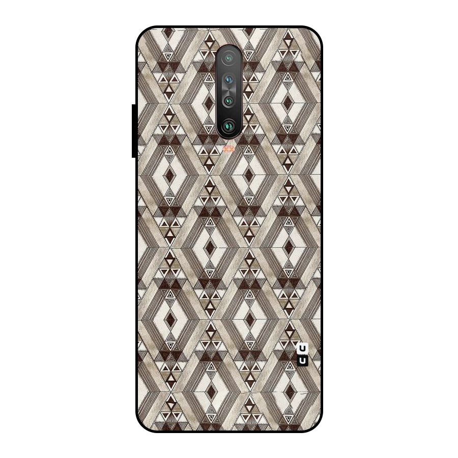Brown Abstract Design Metal Back Case for Poco X2