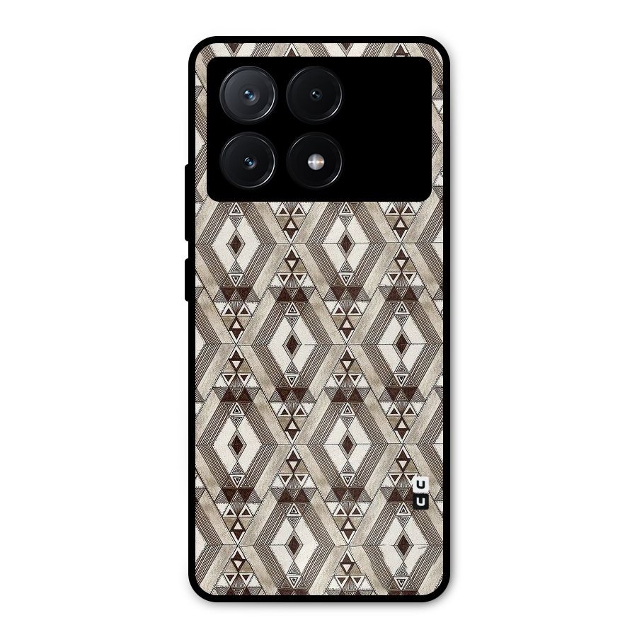 Brown Abstract Design Metal Back Case for Poco X6 Pro
