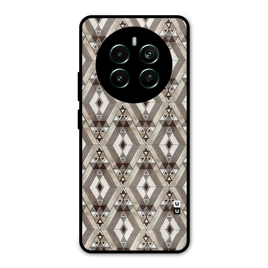 Brown Abstract Design Metal Back Case for Realme 12 Pro Plus