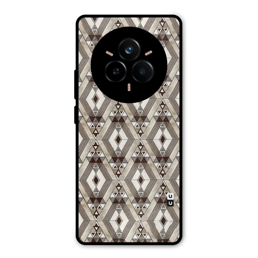 Brown Abstract Design Metal Back Case for Realme 14 Pro