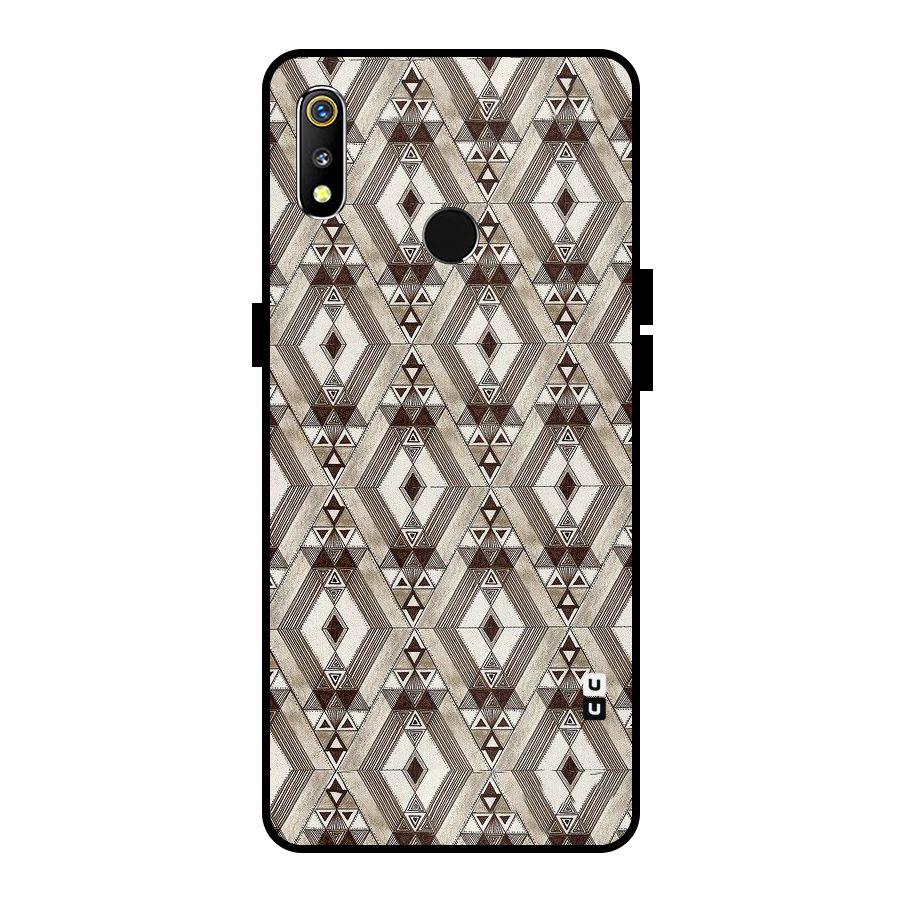 Brown Abstract Design Metal Back Case for Realme 3i