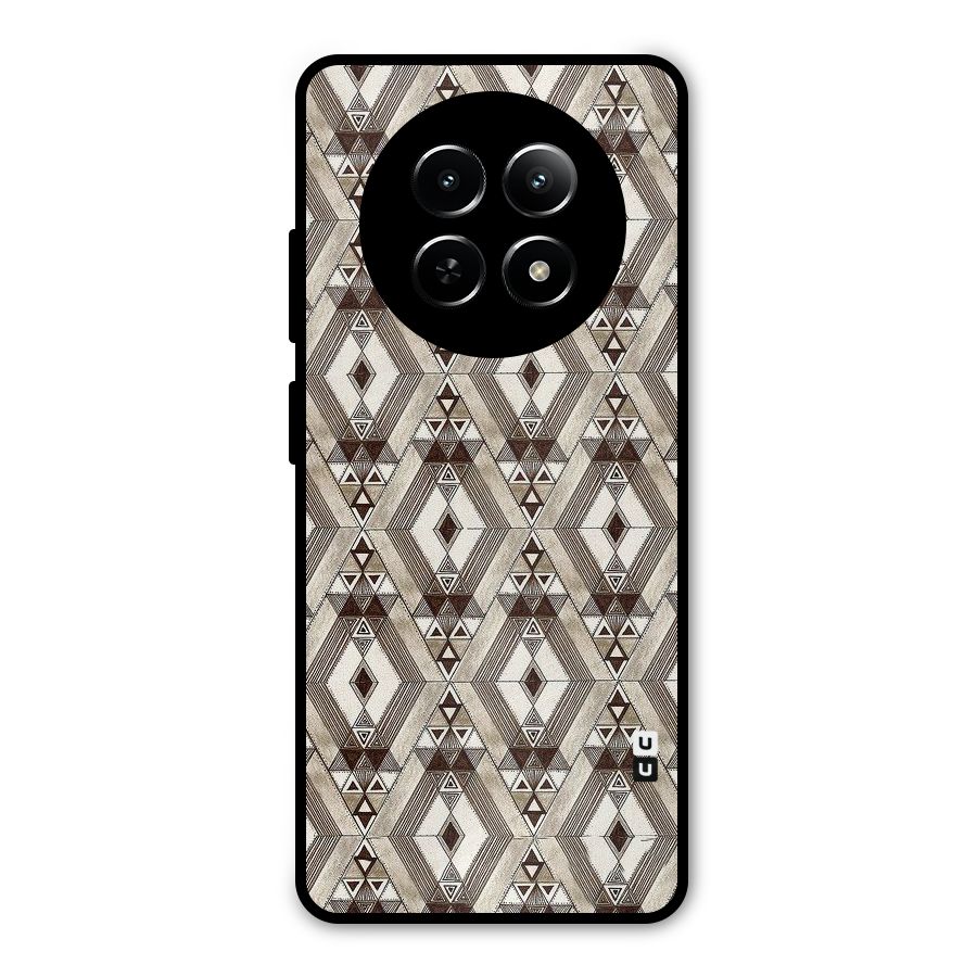 Brown Abstract Design Metal Back Case for Realme Narzo 70x 5G