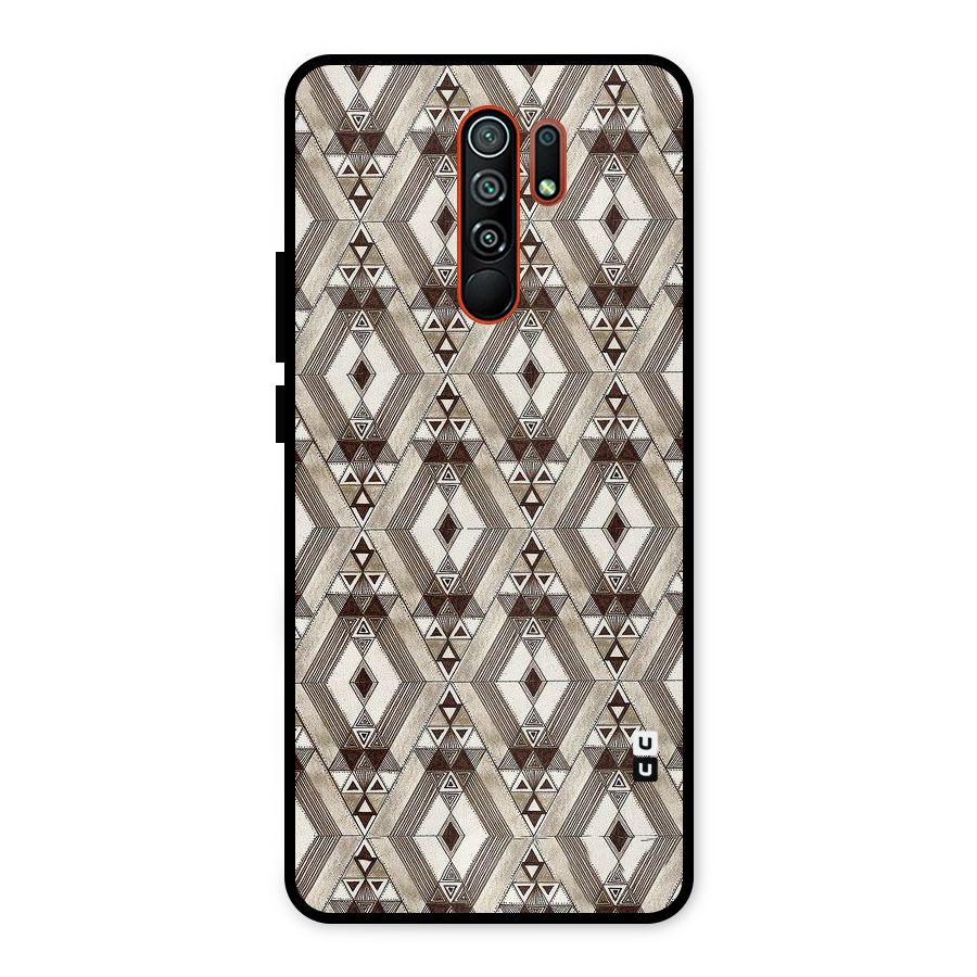 Brown Abstract Design Metal Back Case for Redmi 9 Prime