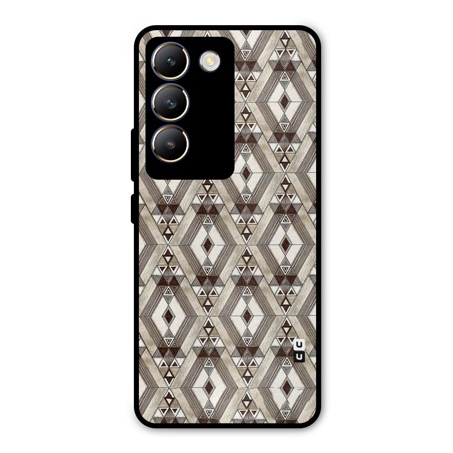 Brown Abstract Design Metal Back Case for Vivo T3 5G