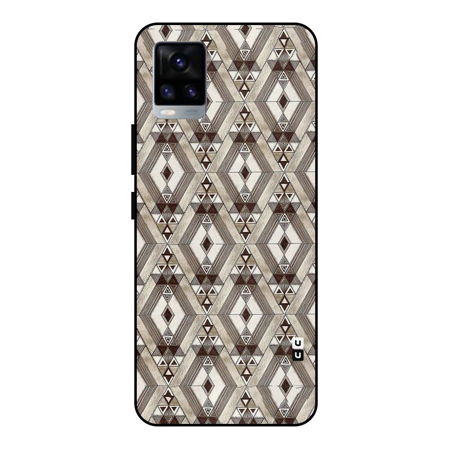 Brown Abstract Design Metal Back Case for Vivo V20 2021