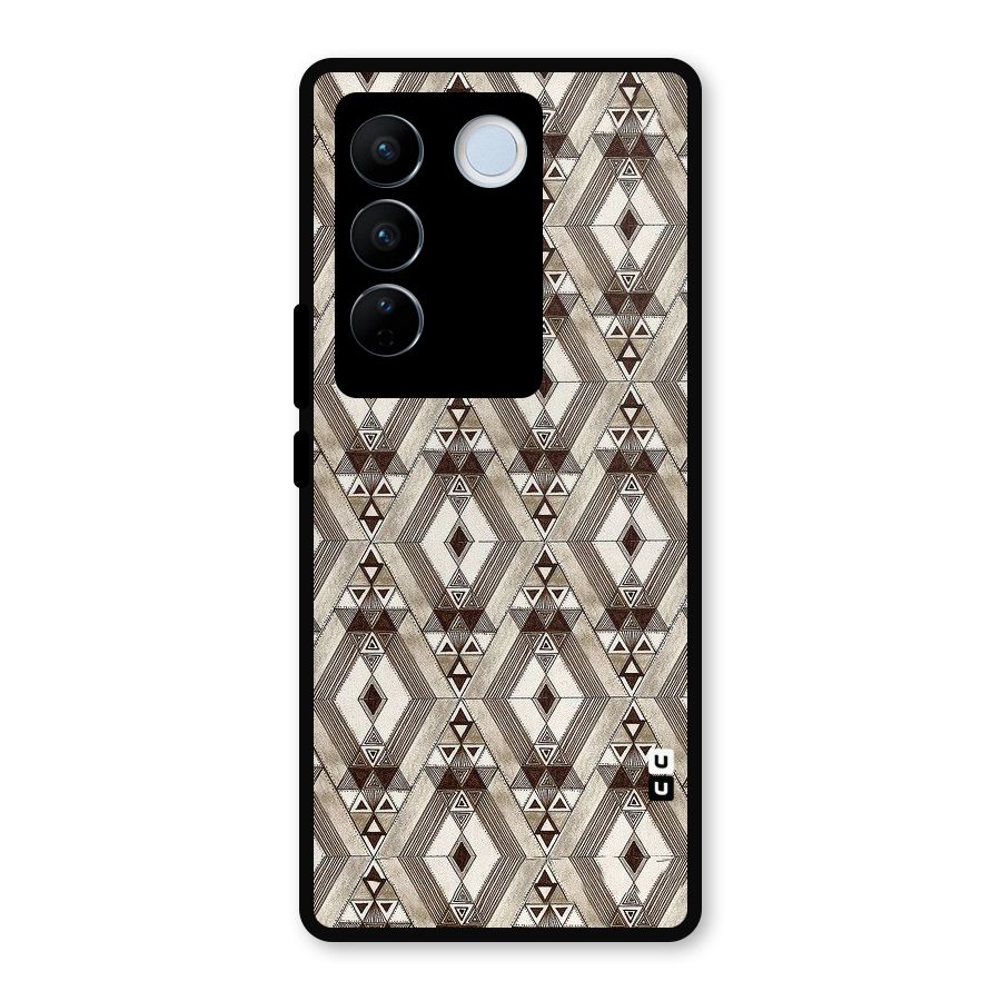 Brown Abstract Design Metal Back Case for Vivo V27