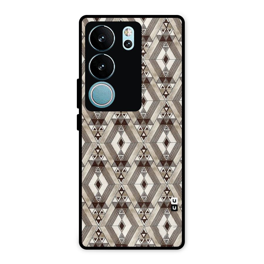 Brown Abstract Design Metal Back Case for Vivo V29