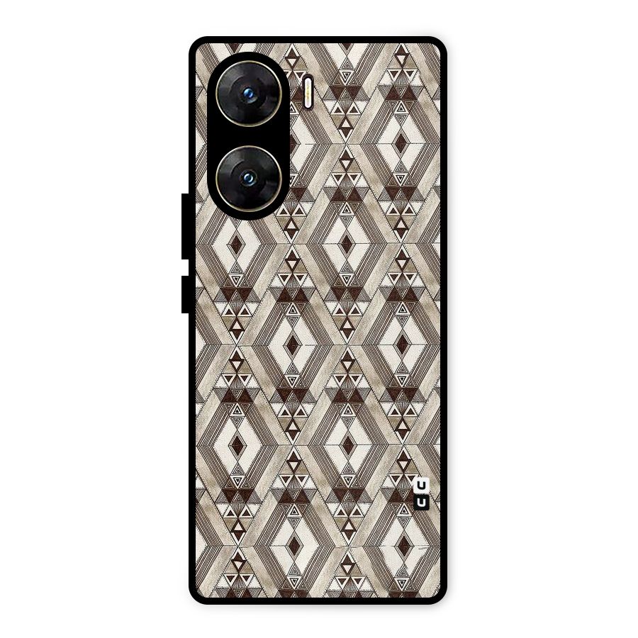 Brown Abstract Design Metal Back Case for Vivo V29e