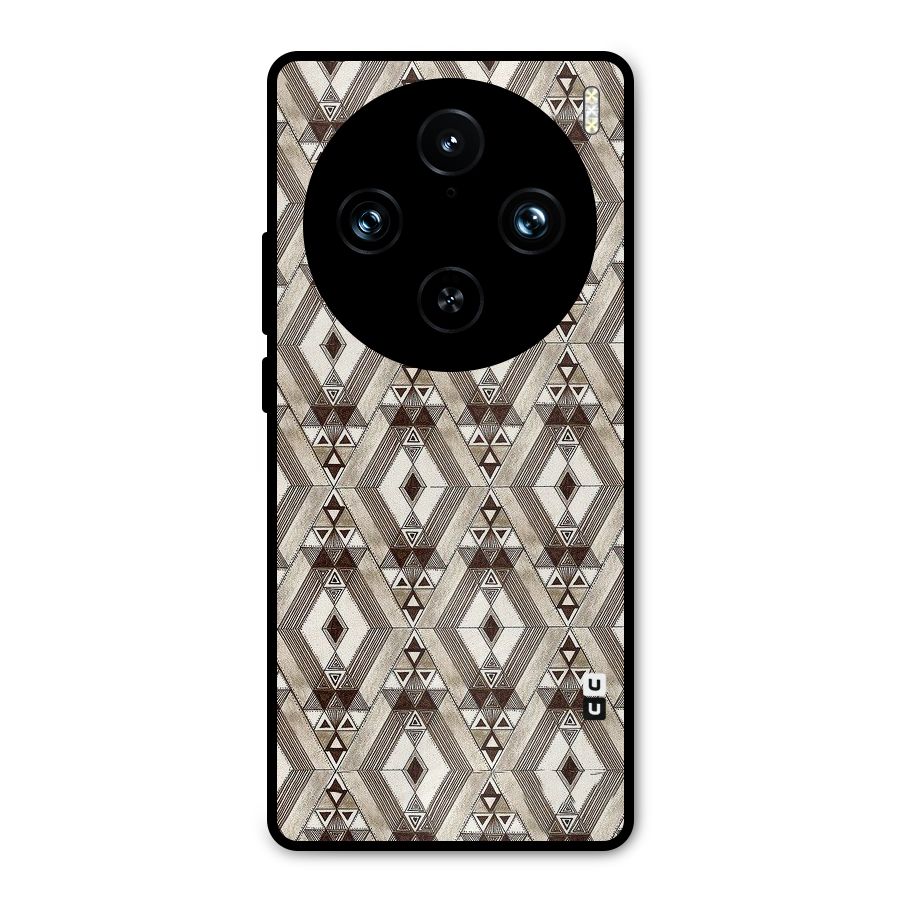 Brown Abstract Design Metal Back Case for Vivo X100 Pro