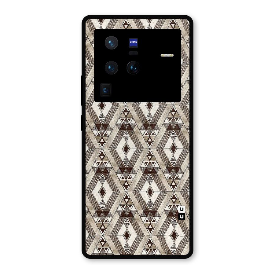 Brown Abstract Design Metal Back Case for Vivo X80 Pro