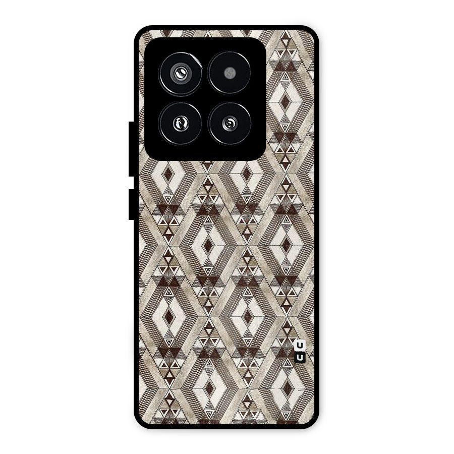 Brown Abstract Design Metal Back Case for Xiaomi 14 Pro
