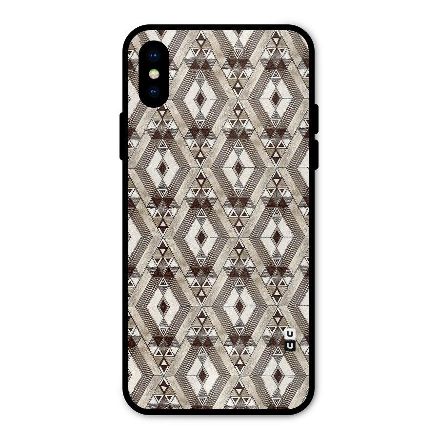 Brown Abstract Design Metal Back Case for iPhone X