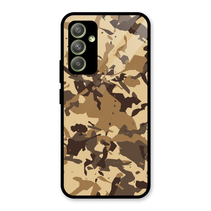 Brown Camouflage Army Glass Back Case for Galaxy A54