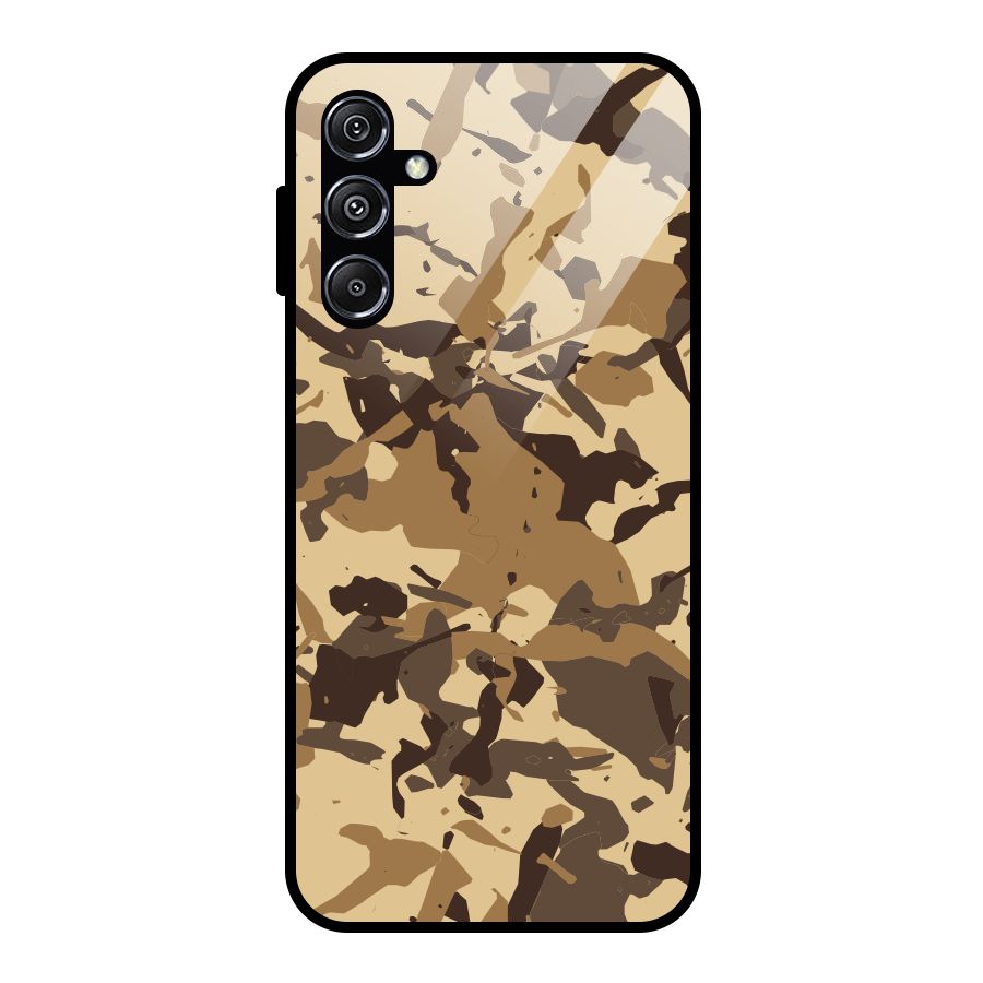 Brown Camouflage Army Glass Back Case for Galaxy M34 5G