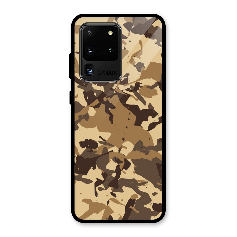 Brown Camouflage Army Glass Back Case for Galaxy S20 Ultra