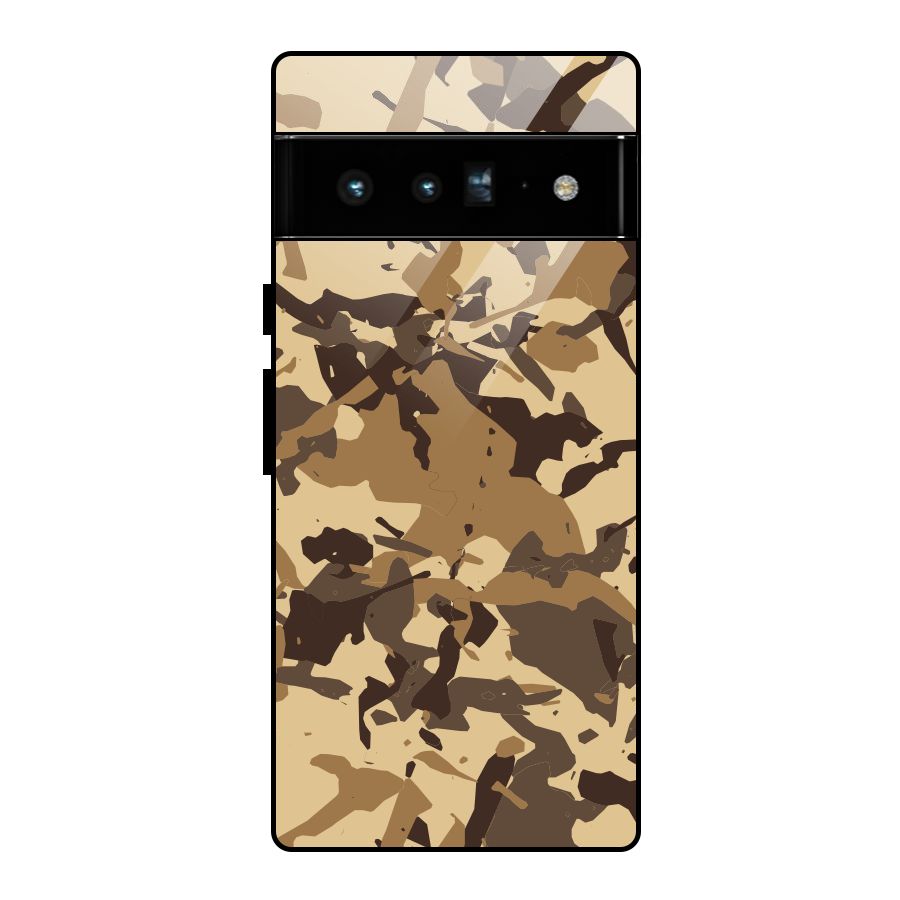 Brown Camouflage Army Glass Back Case for Google Pixel 6 Pro