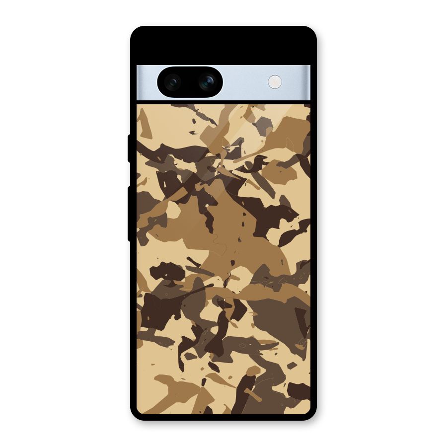 Brown Camouflage Army Glass Back Case for Google Pixel 7a