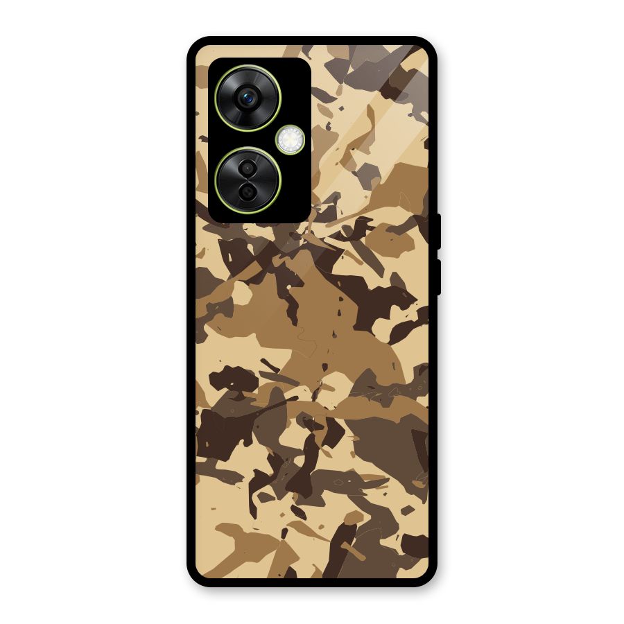 Brown Camouflage Army Glass Back Case for OnePlus Nord CE 3 Lite