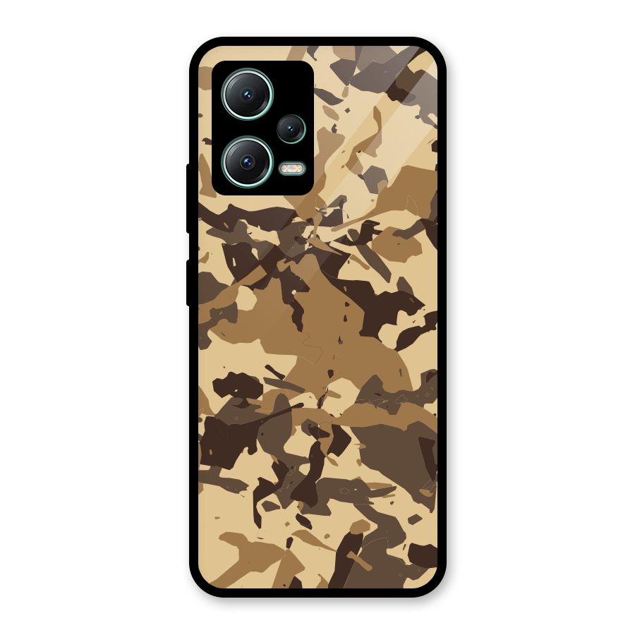 Brown Camouflage Army Glass Back Case for Poco X5