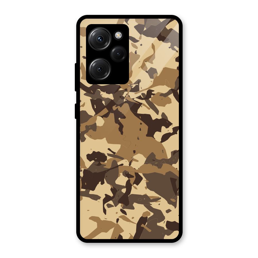 Brown Camouflage Army Glass Back Case for Poco X5 Pro