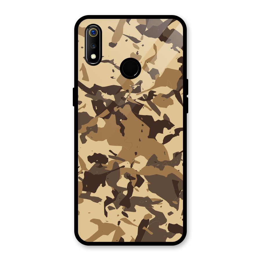 Brown Camouflage Army Glass Back Case for Realme 3