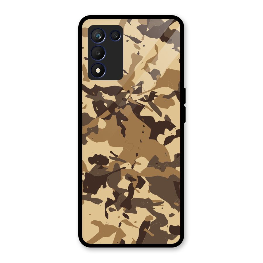 Brown Camouflage Army Glass Back Case for Realme 9 5G Speed