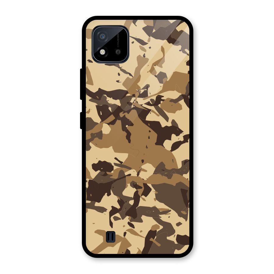 Brown Camouflage Army Glass Back Case for Realme C11 2021