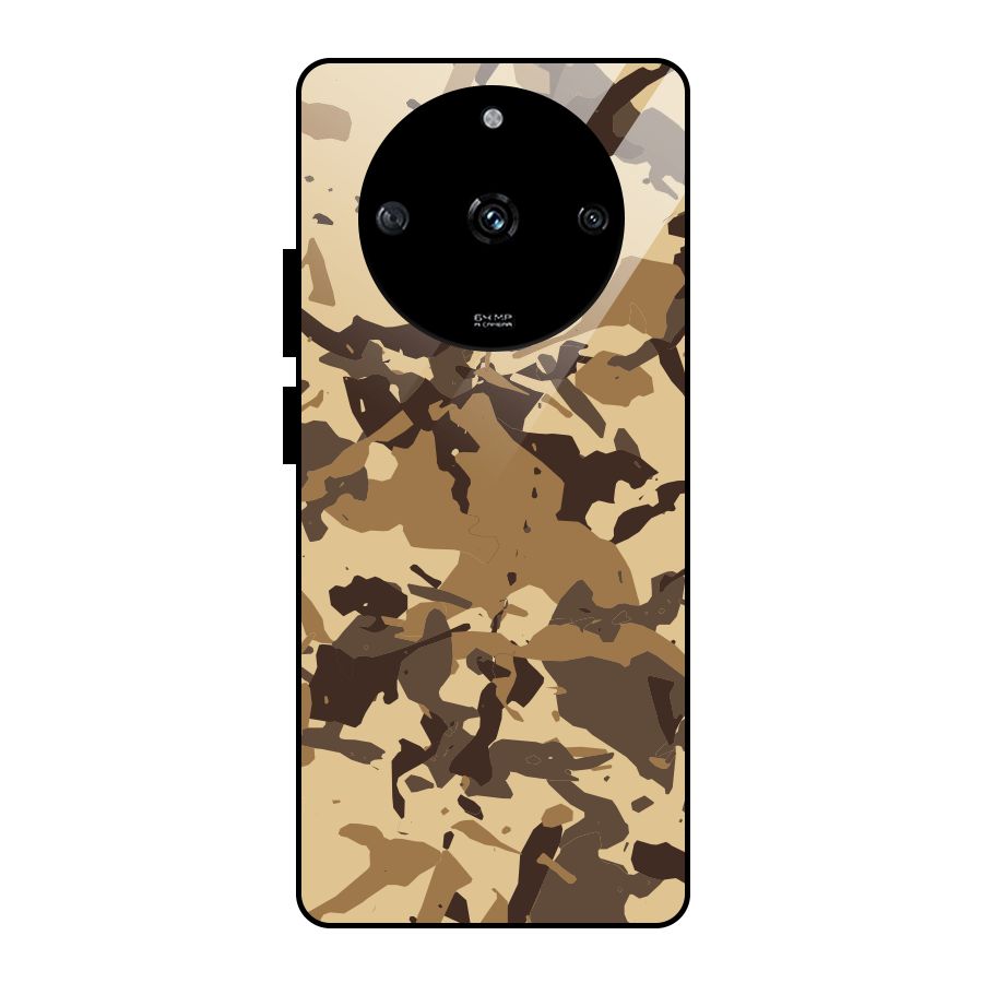 Brown Camouflage Army Glass Back Case for Realme Narzo 60 5G