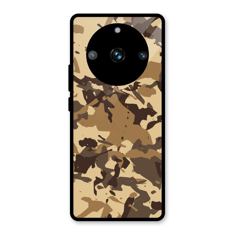 Brown Camouflage Army Glass Back Case for Realme Narzo 60 Pro