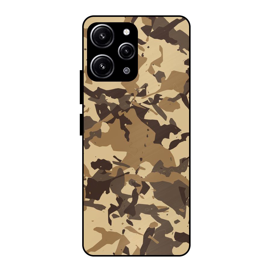 Brown Camouflage Army Glass Back Case for Redmi 12 4G